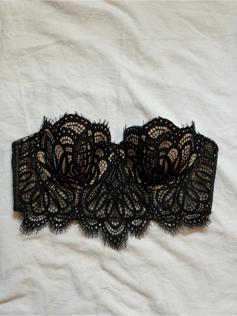 ASOS Black Lace Strapless Longline Bustier Bandeau